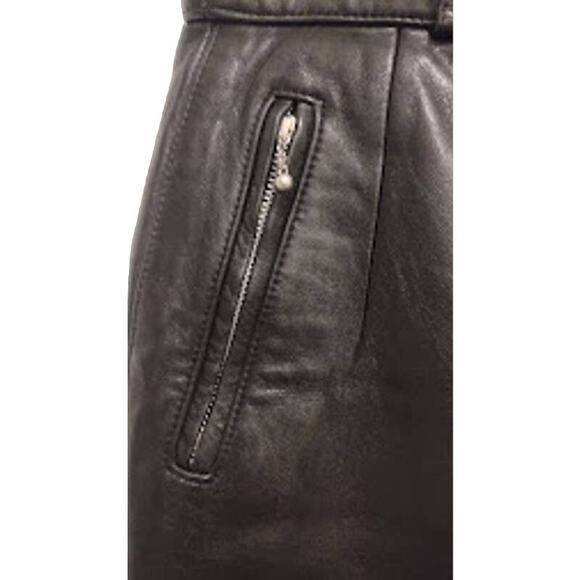 Etchtes Leder Womens Black Leather Pants, Size 40 (L) withZip Pockets and Cuffs - Picture 2 of 7